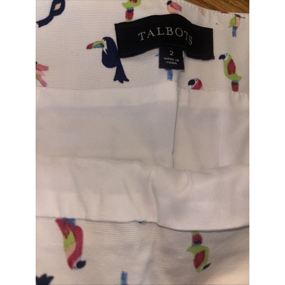 Talbots skirt cotton blend tropical bird animal scalloped 2 - Picture 3 of 7